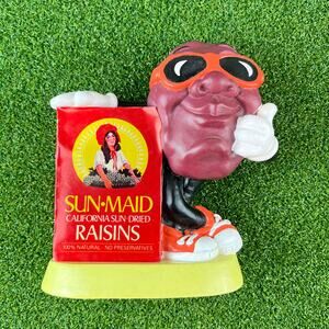 VTG 1987 Calrab Claymation California Sun Dried Raisins Coin Bank W/ Stopper NWT